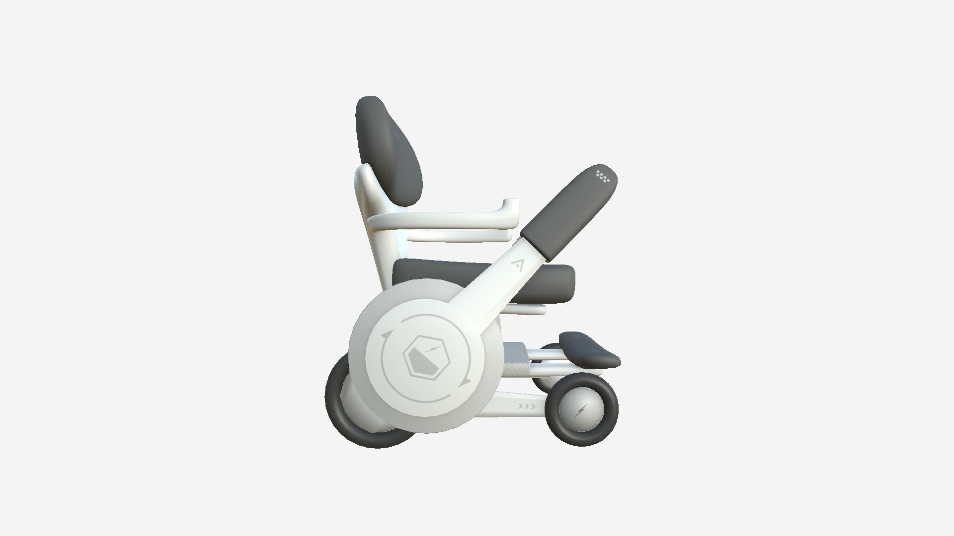 Tech Wheelchair B01 White Gray - Disability Character Design Low-poly 3D model_4