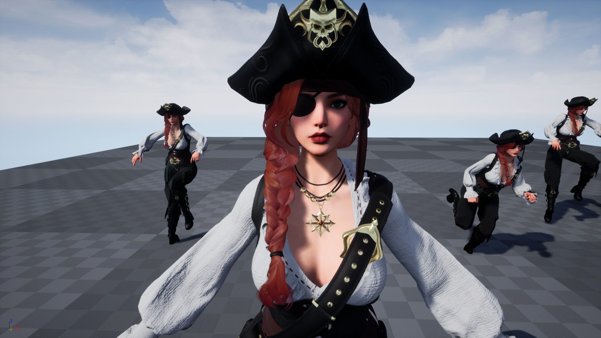Pirate Girl Low-poly 3D model_13