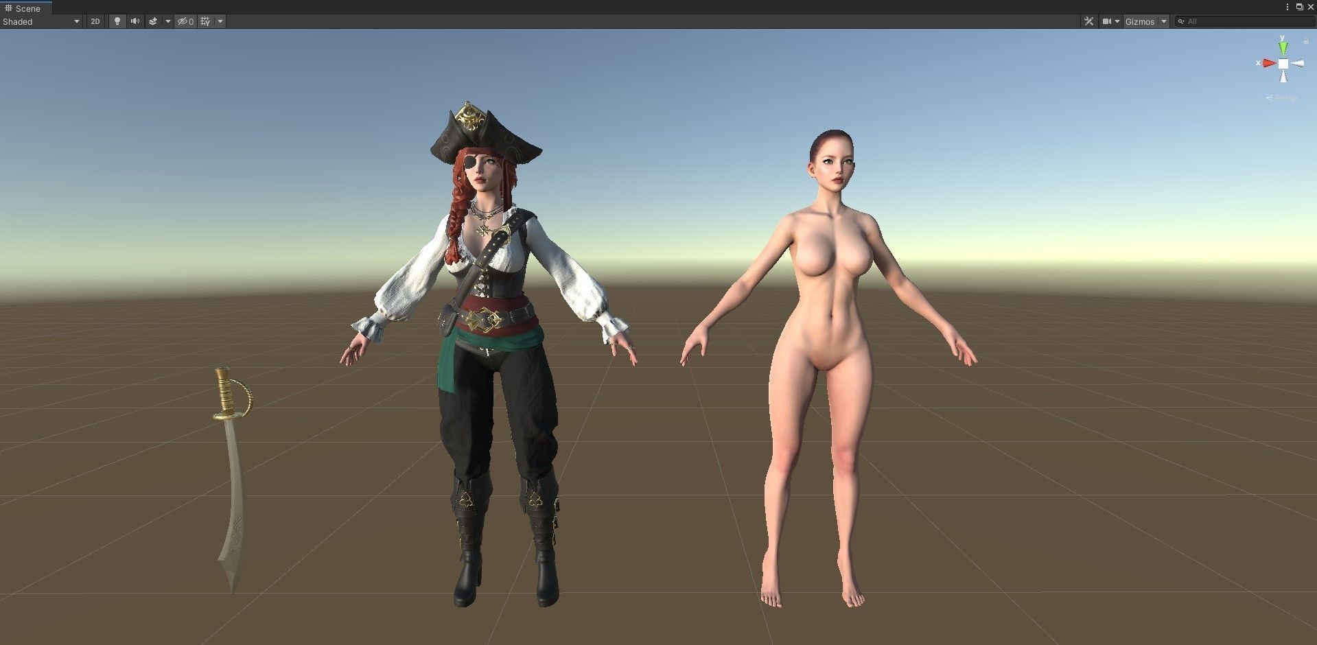 Pirate Girl Low-poly 3D model_15