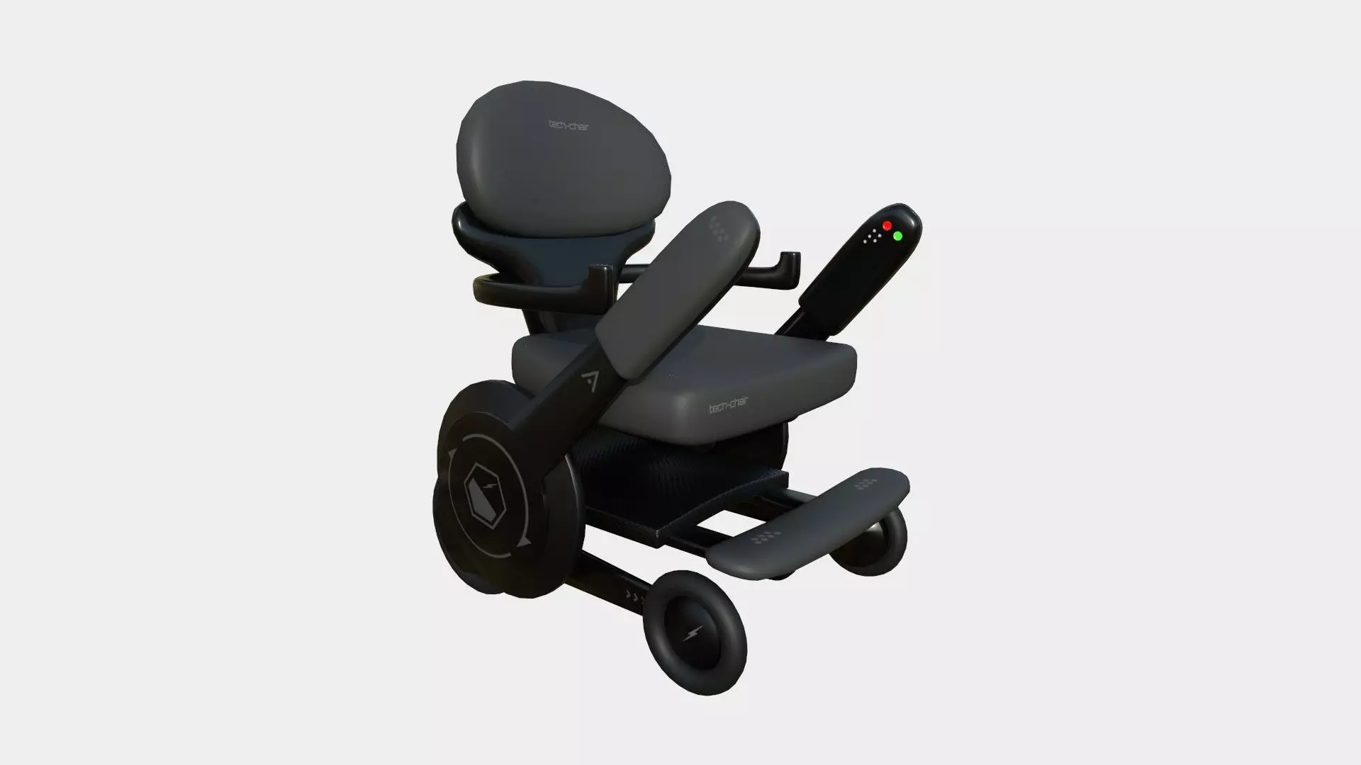 Tech Wheelchair B02 Full Black - Disability Character Design Low-poly 3D model