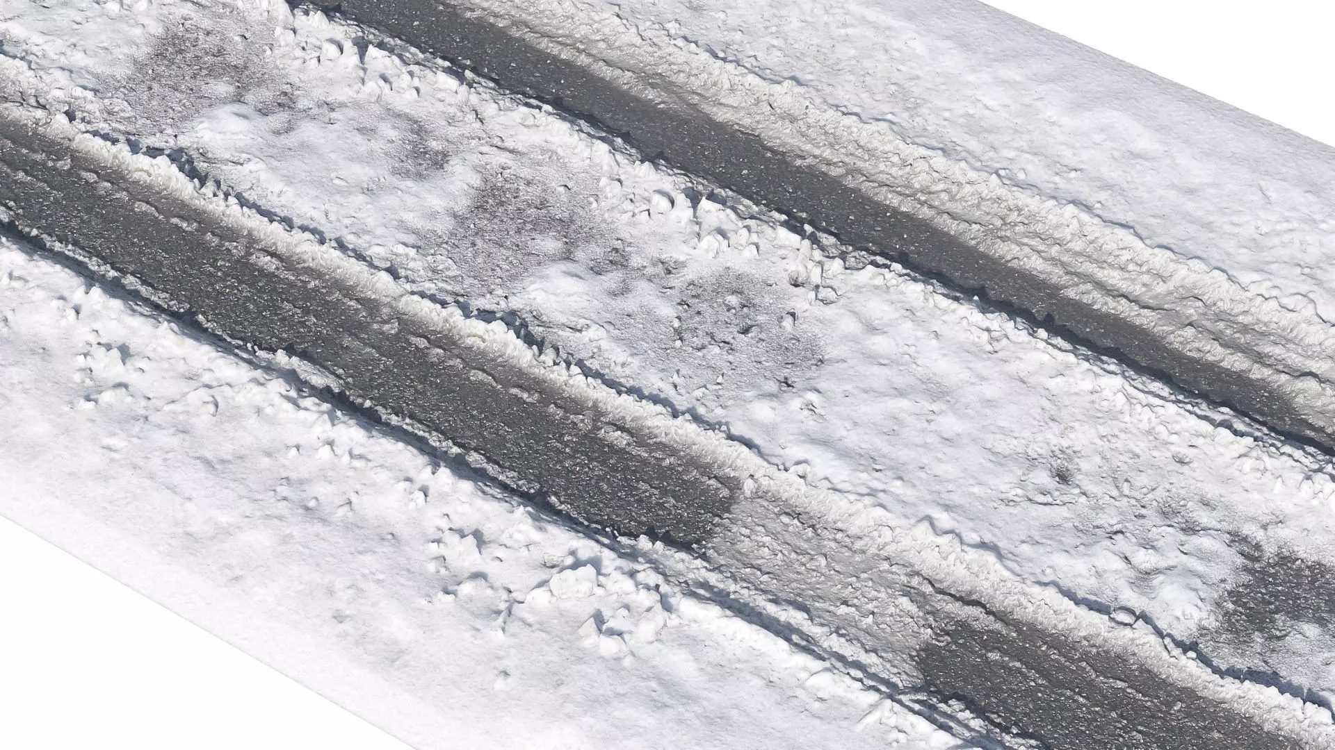 Snowy asphalt road 2 3D model_0