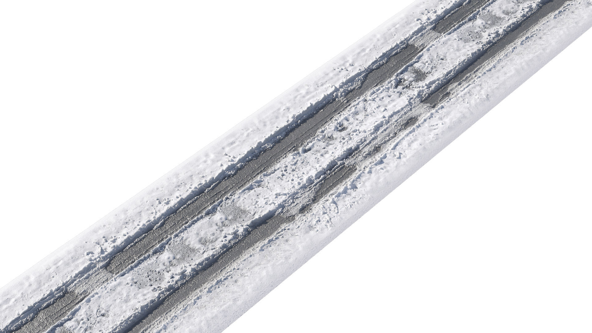 Snowy asphalt road 2 3D model_1