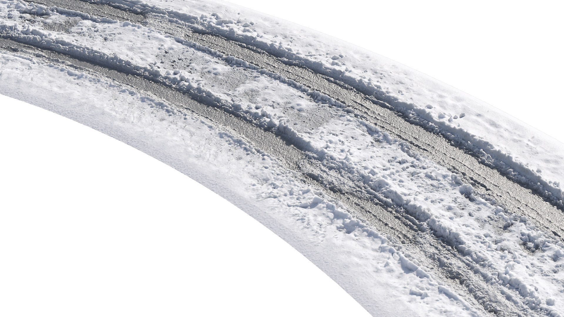Snowy asphalt road 2 3D model_3