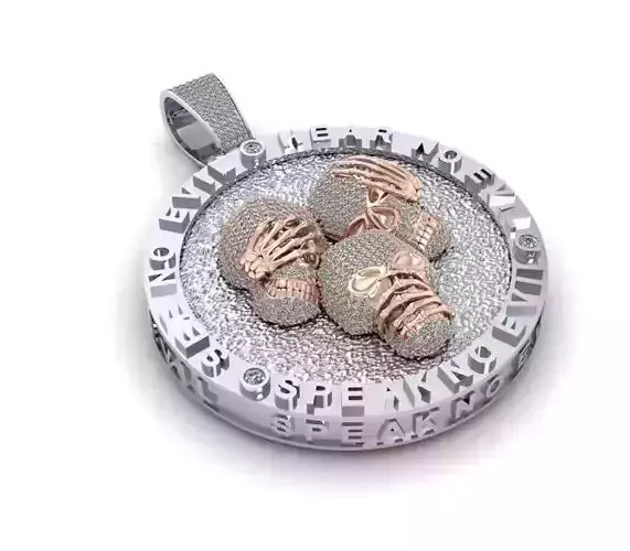 See No Evil  Hear No Evil Speak No Evil Skull Pendants 3D print model