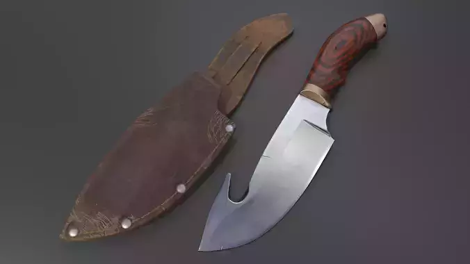 Survival Hunting Knife with Sheath Low-poly 3D model
