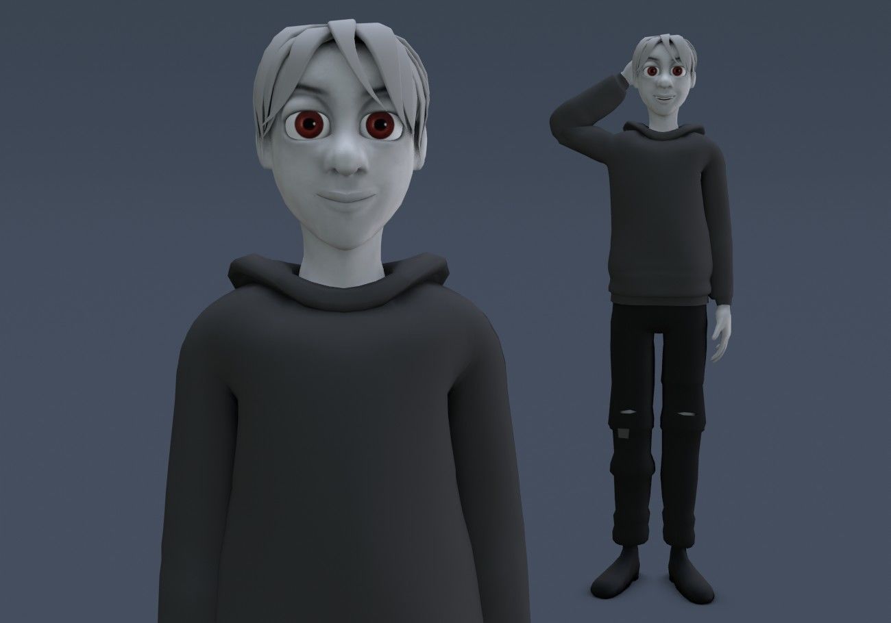 white skinned boy teenager Low-poly 3D model_5