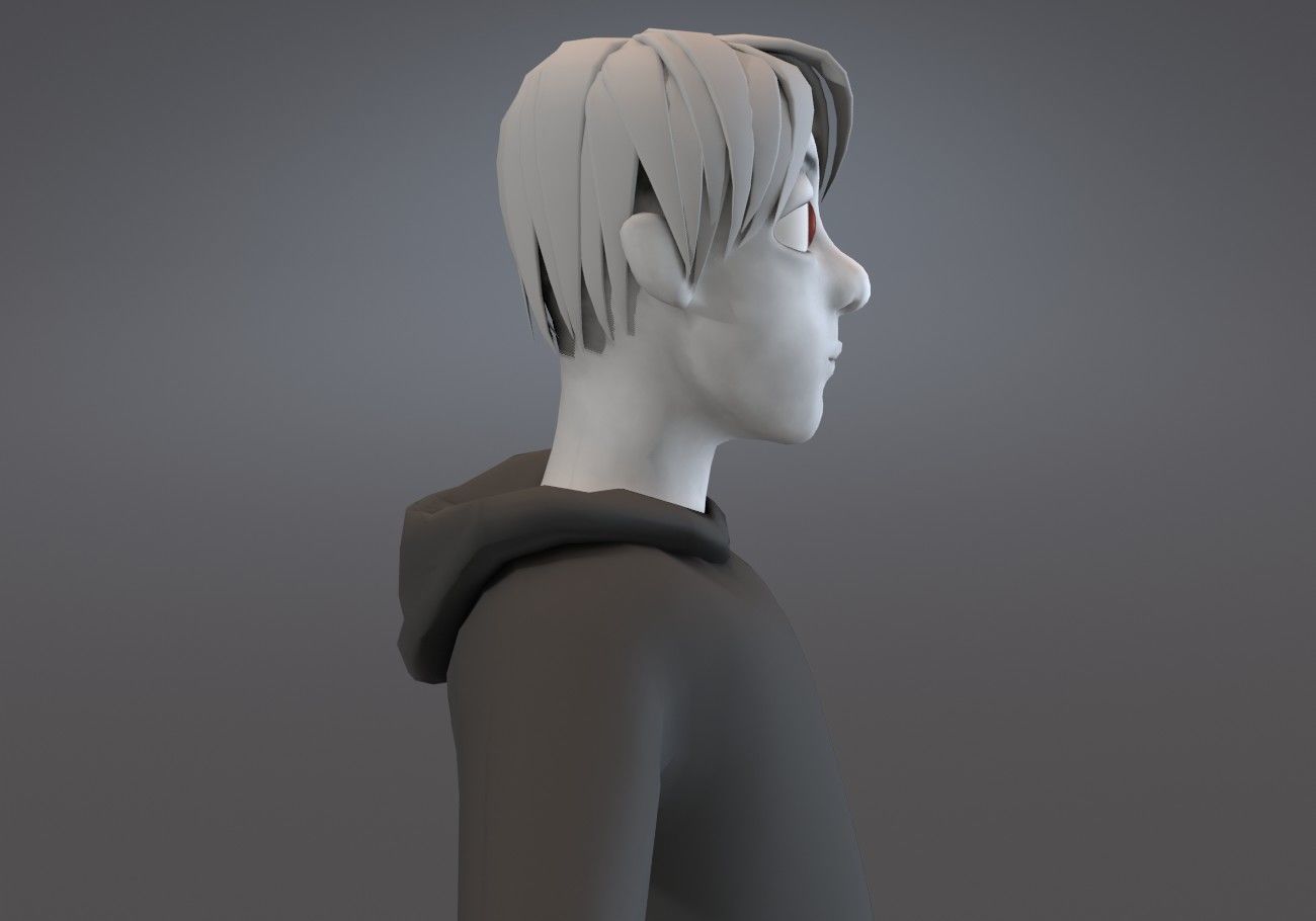 white skinned boy teenager Low-poly 3D model_3