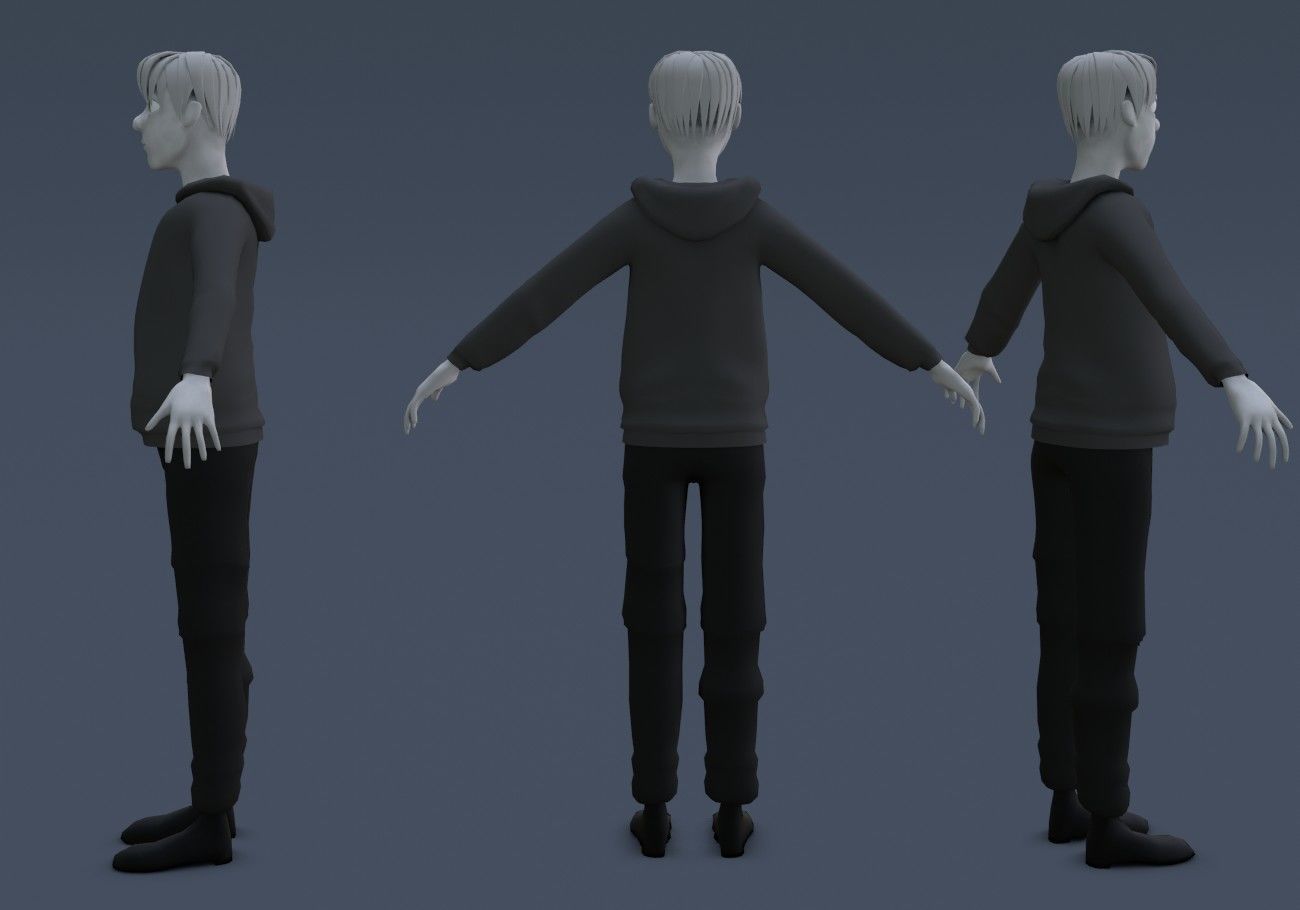 white skinned boy teenager Low-poly 3D model_7