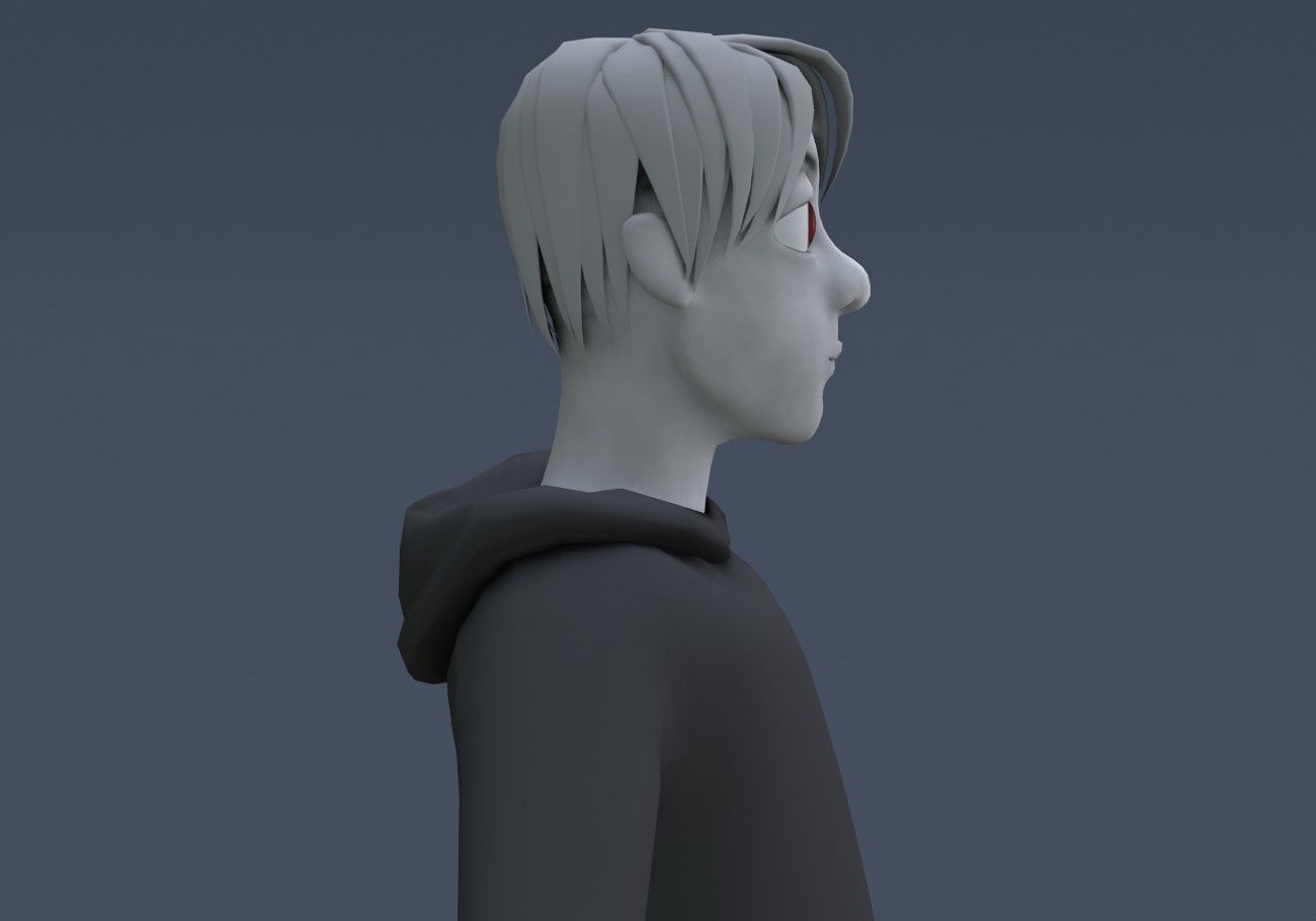 white skinned boy teenager Low-poly 3D model_8