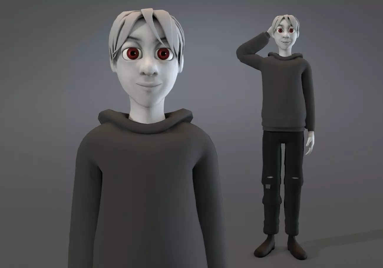 white skinned boy teenager Low-poly 3D model_0