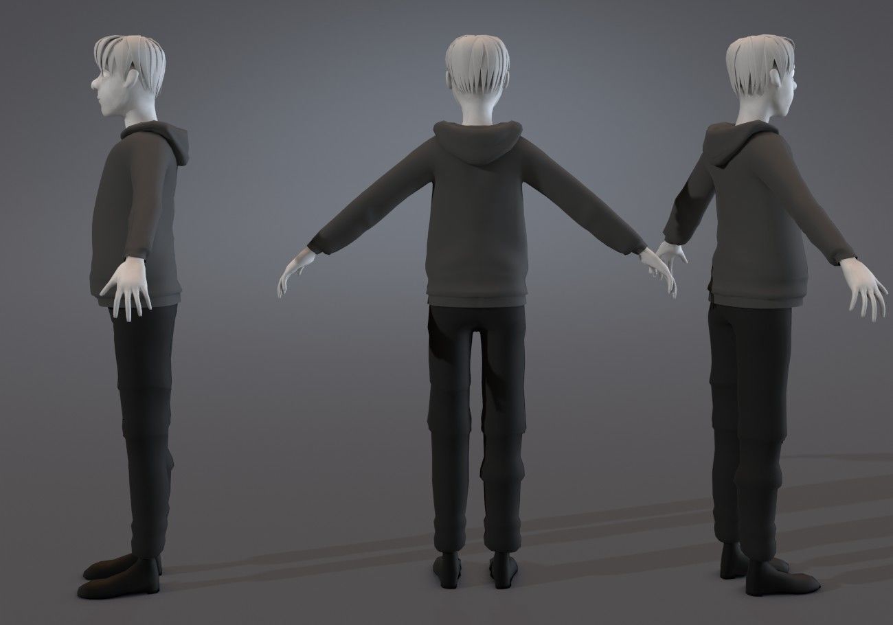 white skinned boy teenager Low-poly 3D model_2