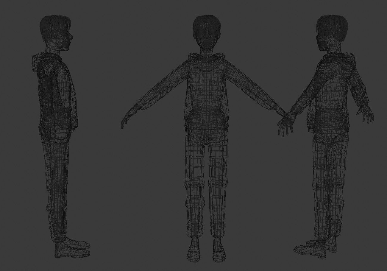 white skinned boy teenager Low-poly 3D model_17