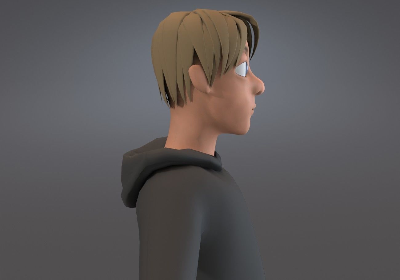 blond teenage boy Low-poly 3D model_3