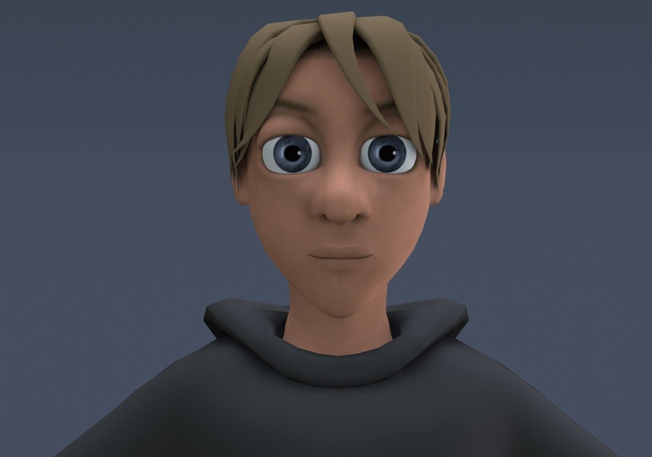 blond teenage boy Low-poly 3D model_9