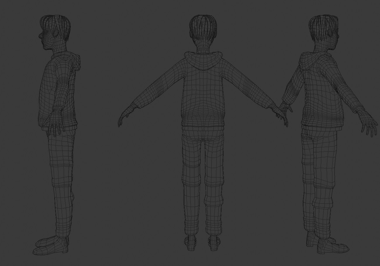 blond teenage boy Low-poly 3D model_14