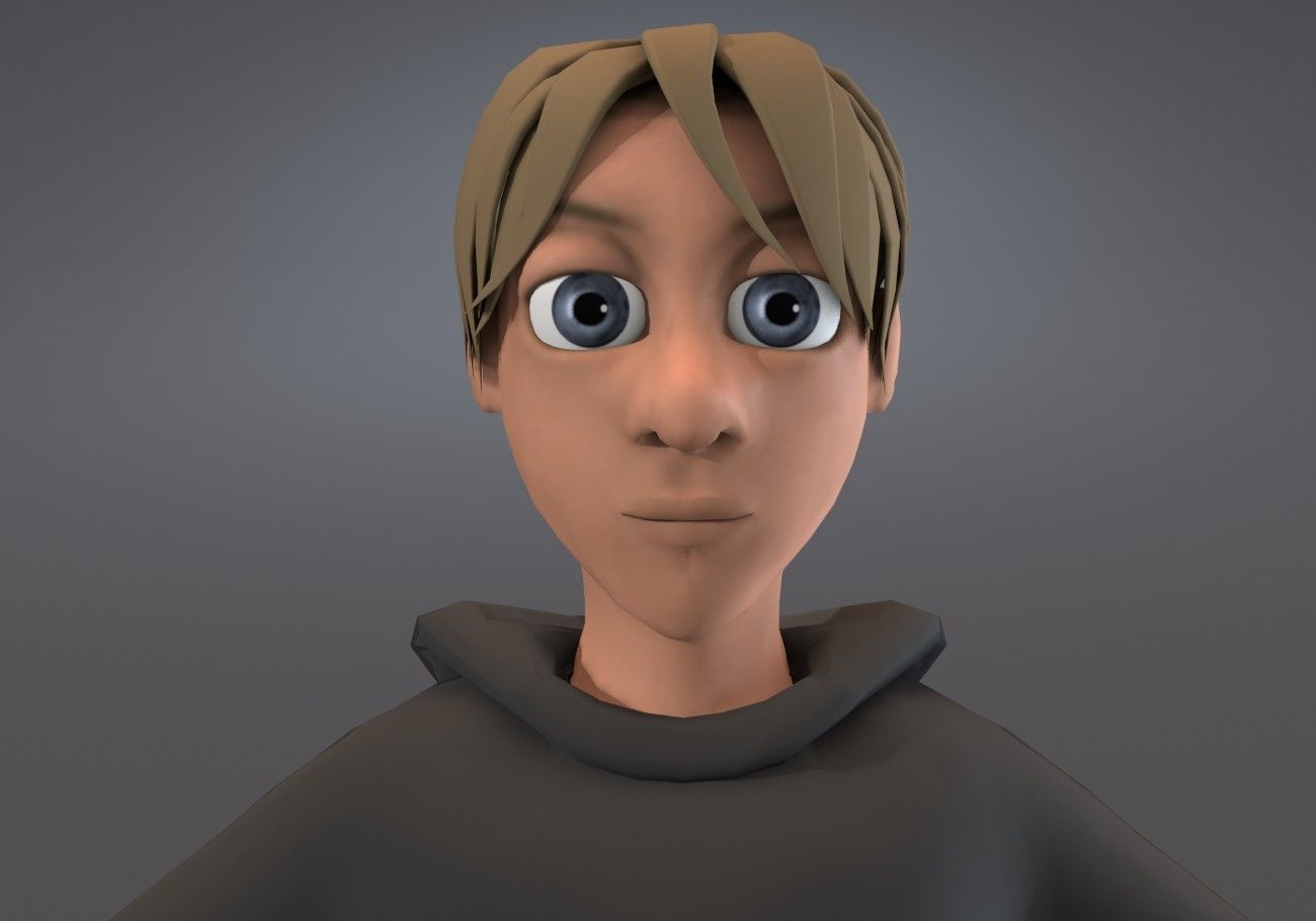 blond teenage boy Low-poly 3D model_4