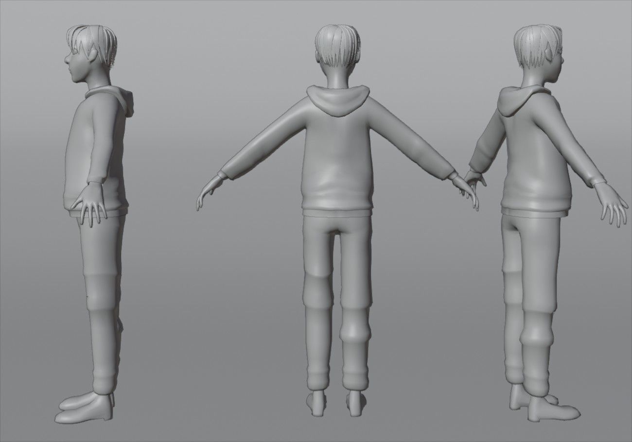 blond teenage boy Low-poly 3D model_11