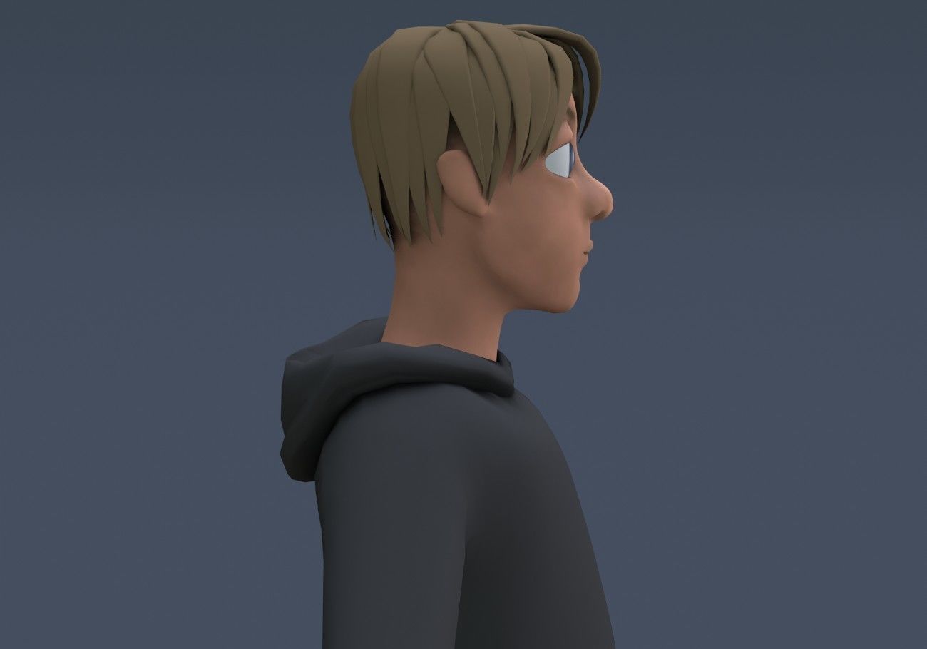 blond teenage boy Low-poly 3D model_8