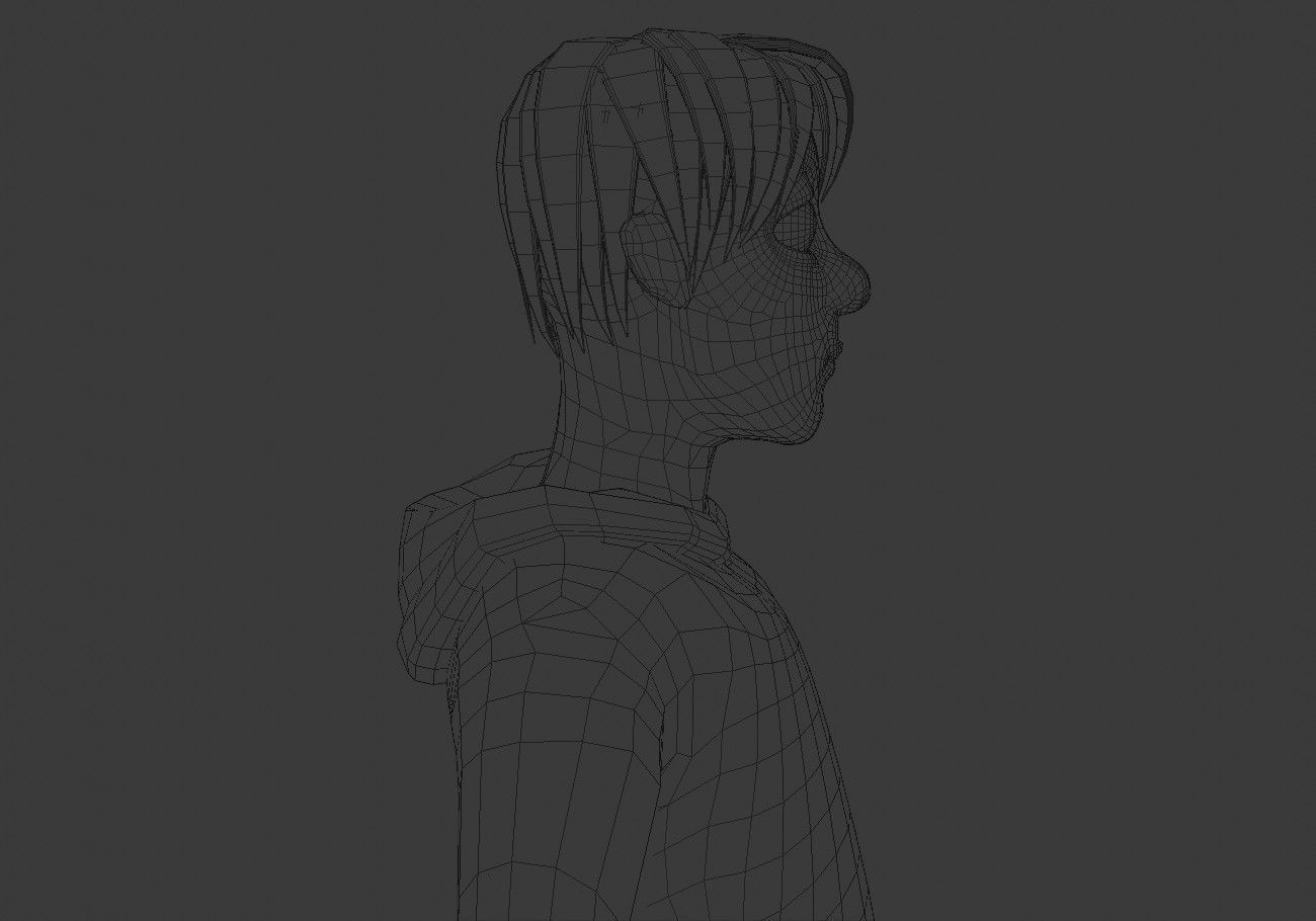 blond teenage boy Low-poly 3D model_15