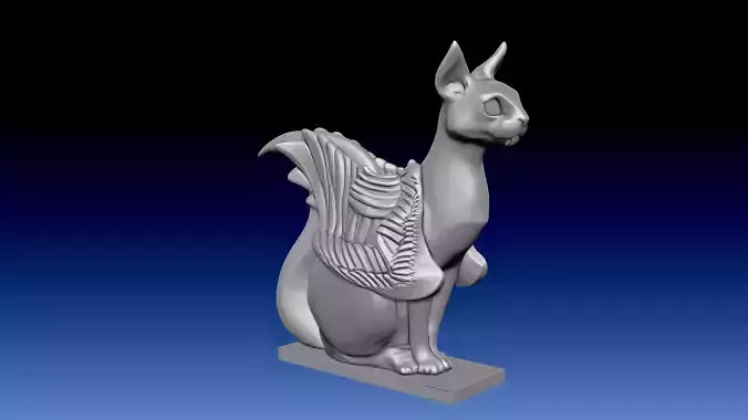 3d Print Cat Sphynx with Wings Sitting