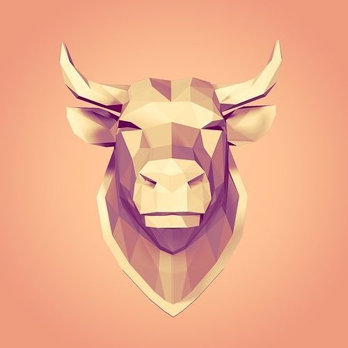 Polygonal Bull Trophy -- Ready for 3D Printing 3D print model