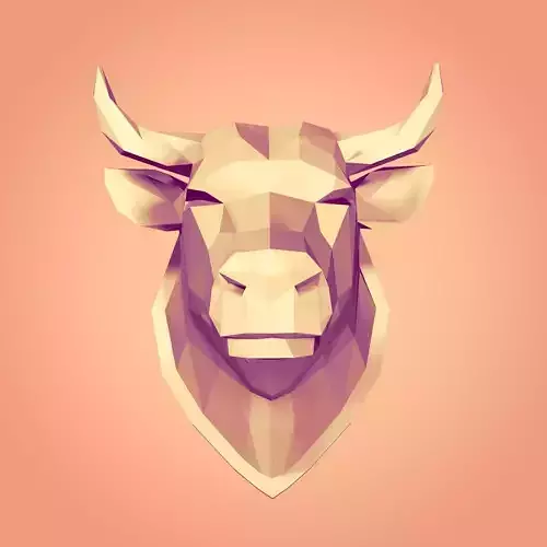 Polygonal Bull Trophy -- Ready for 3D Printing 3D print model