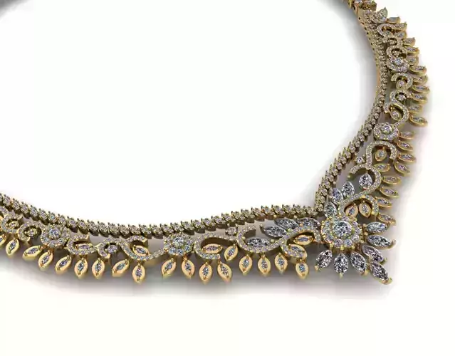 Diamond Necklace Full diamond Round and Marquise