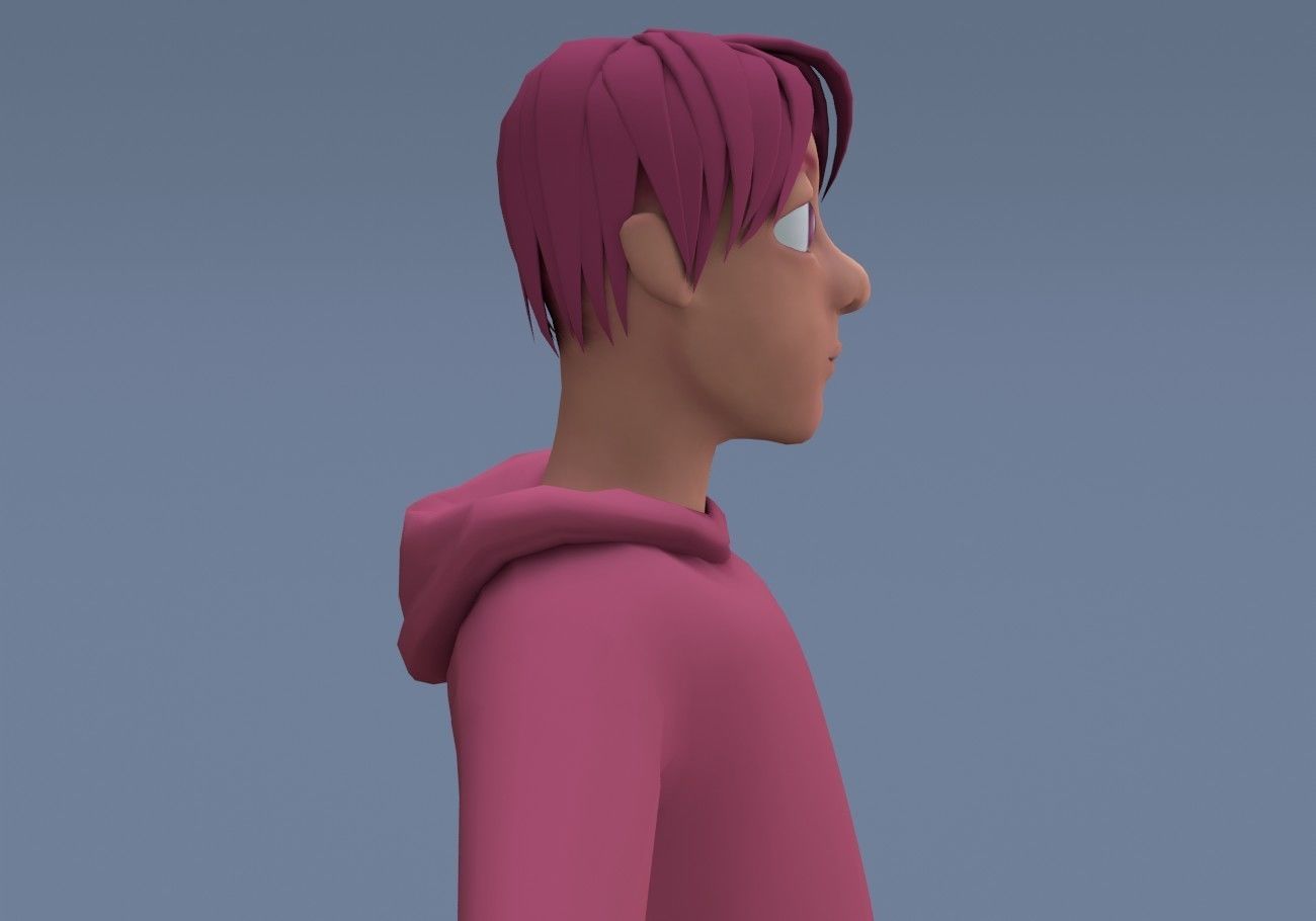 cute pink boy Low-poly 3D model_7
