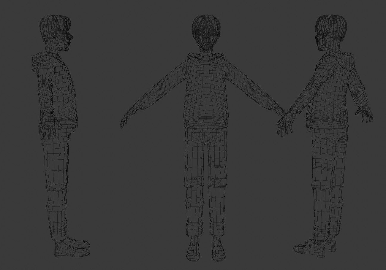 cute pink boy Low-poly 3D model_12