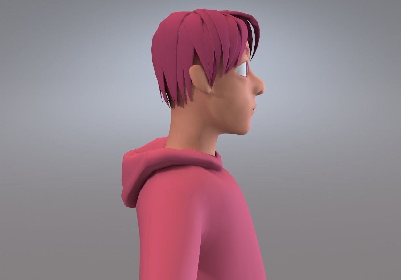 cute pink boy Low-poly 3D model_3