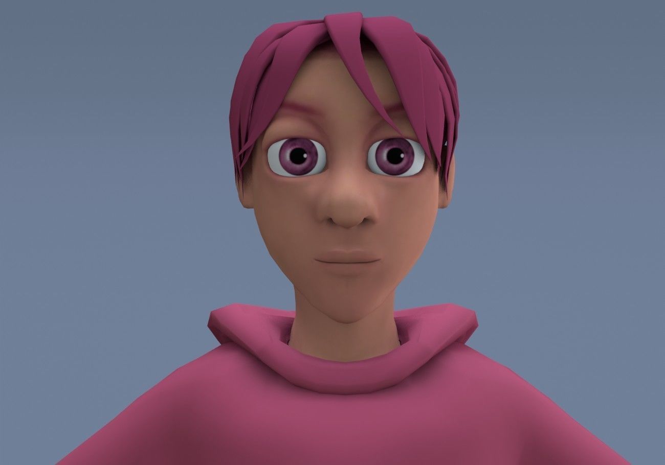 cute pink boy Low-poly 3D model_8