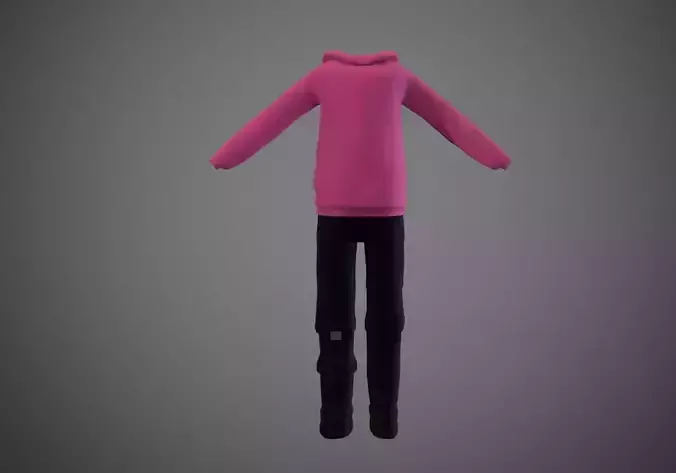 outfit - pants with holes and pink hoodie