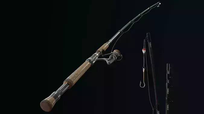Fishing rod Low-poly 3D model