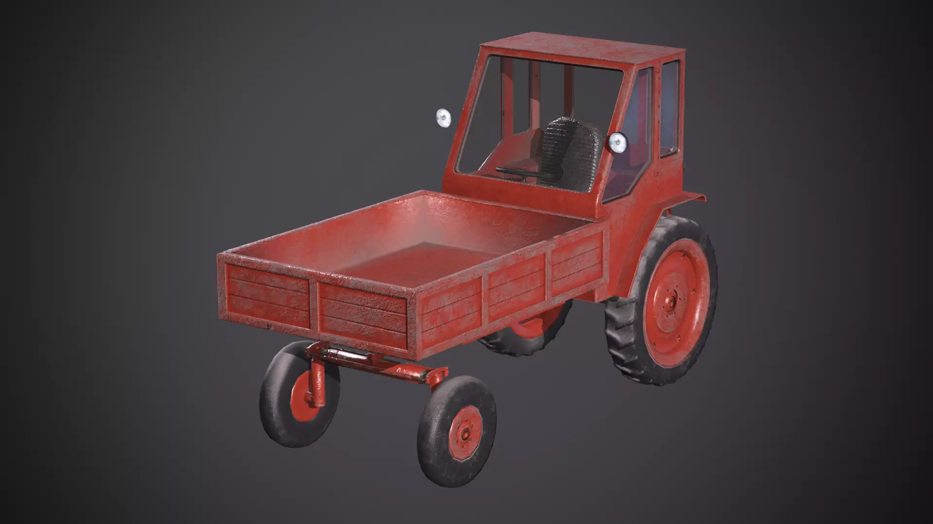 T-16 old soviet tractor farm Low-poly 3D model