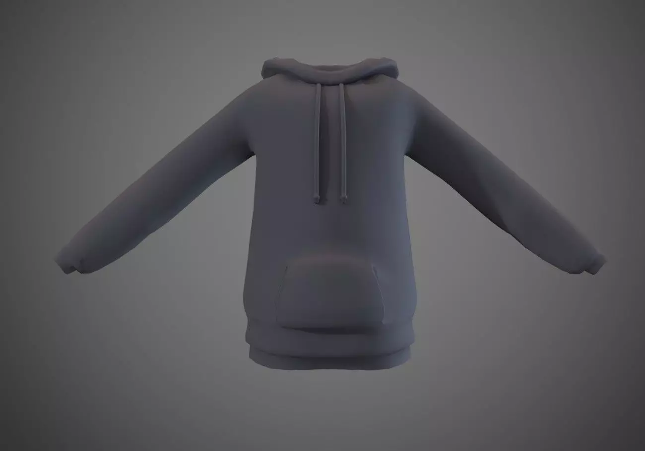 simple gray hoodie Low-poly 3D model