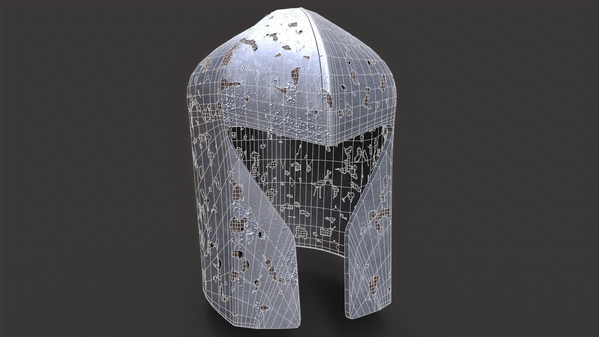 Old Medieval Helmet 3D model_7