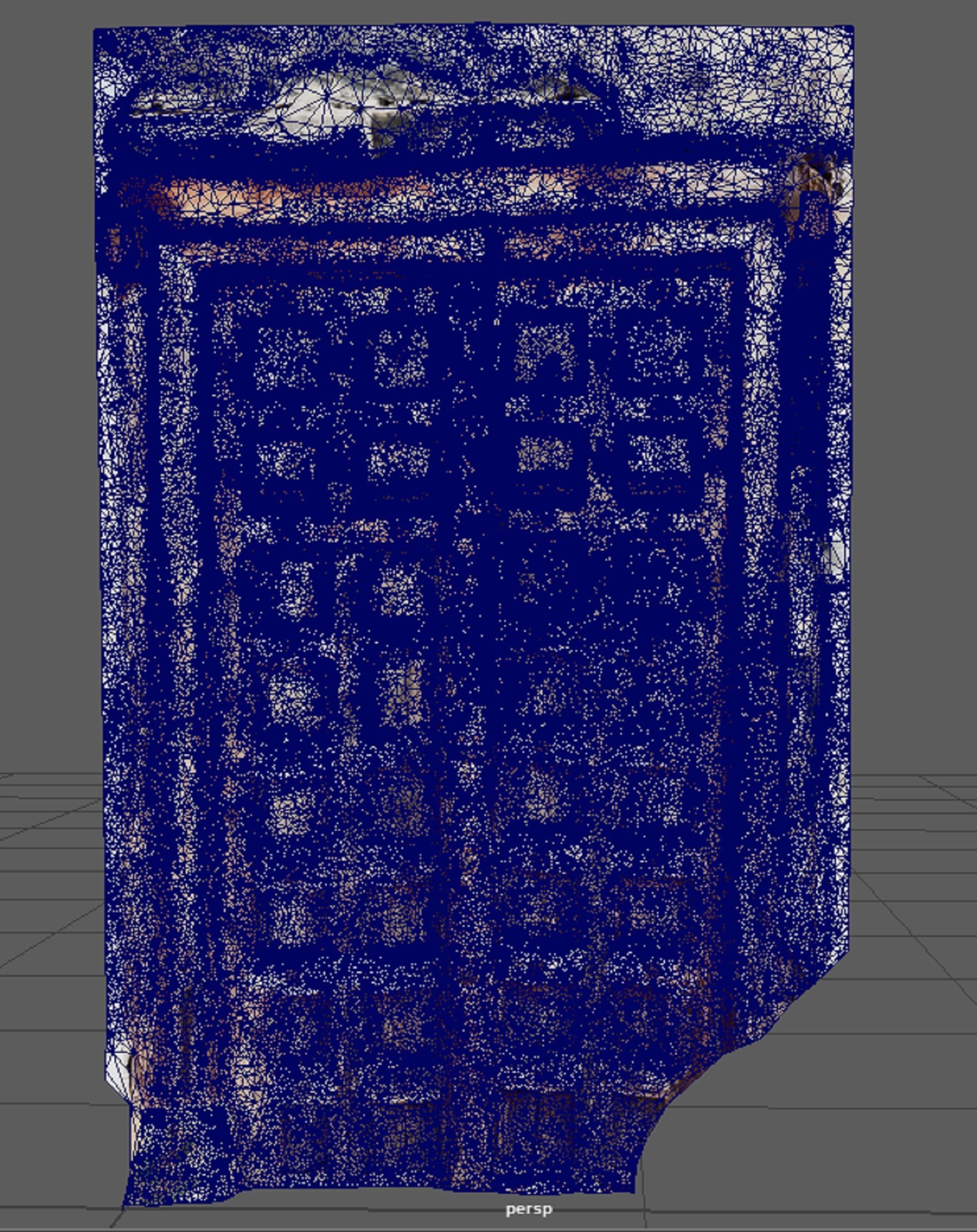 Ancient doors of house boundary with iron handle 3D model_3
