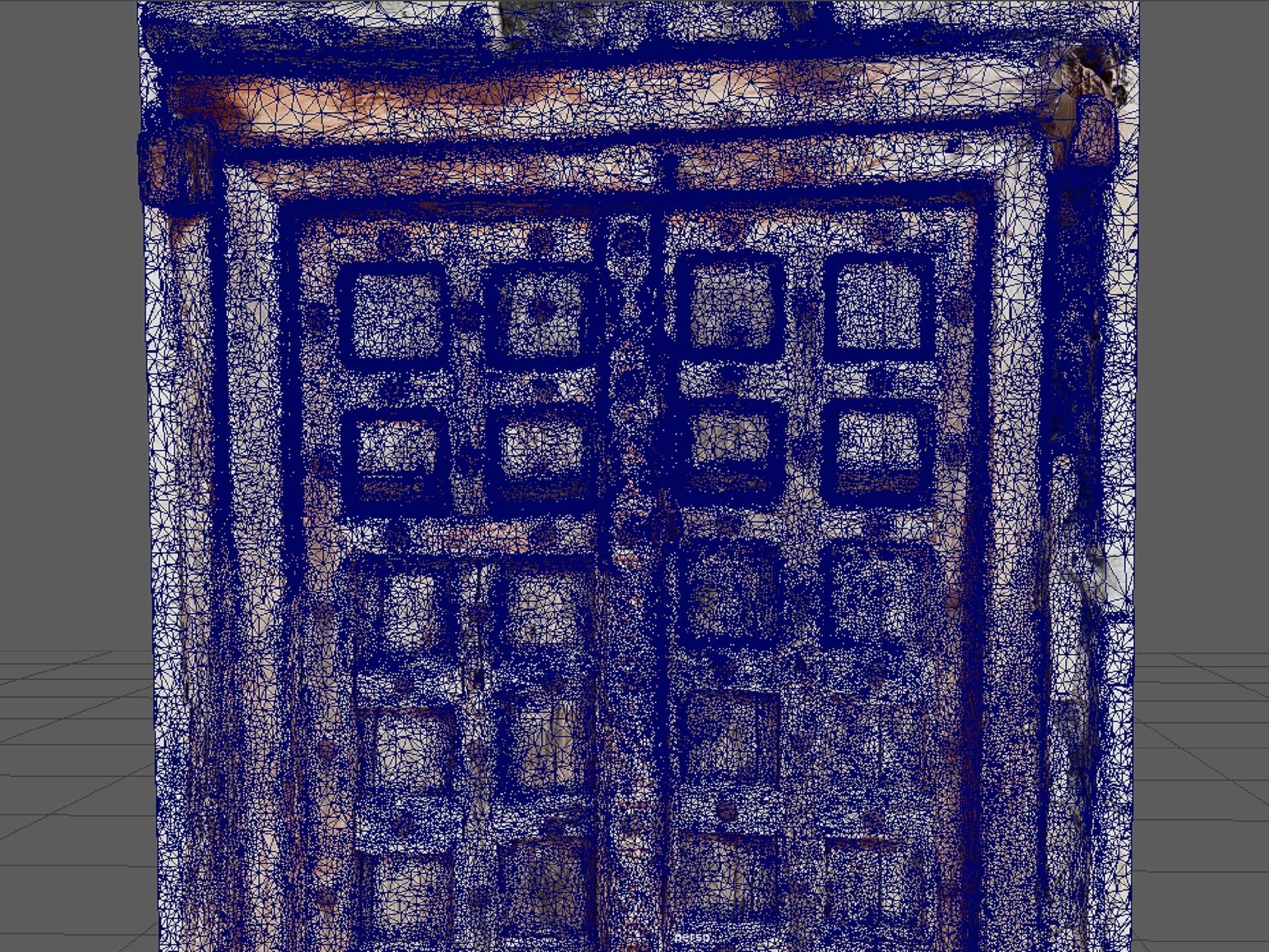 Ancient doors of house boundary with iron handle 3D model_1
