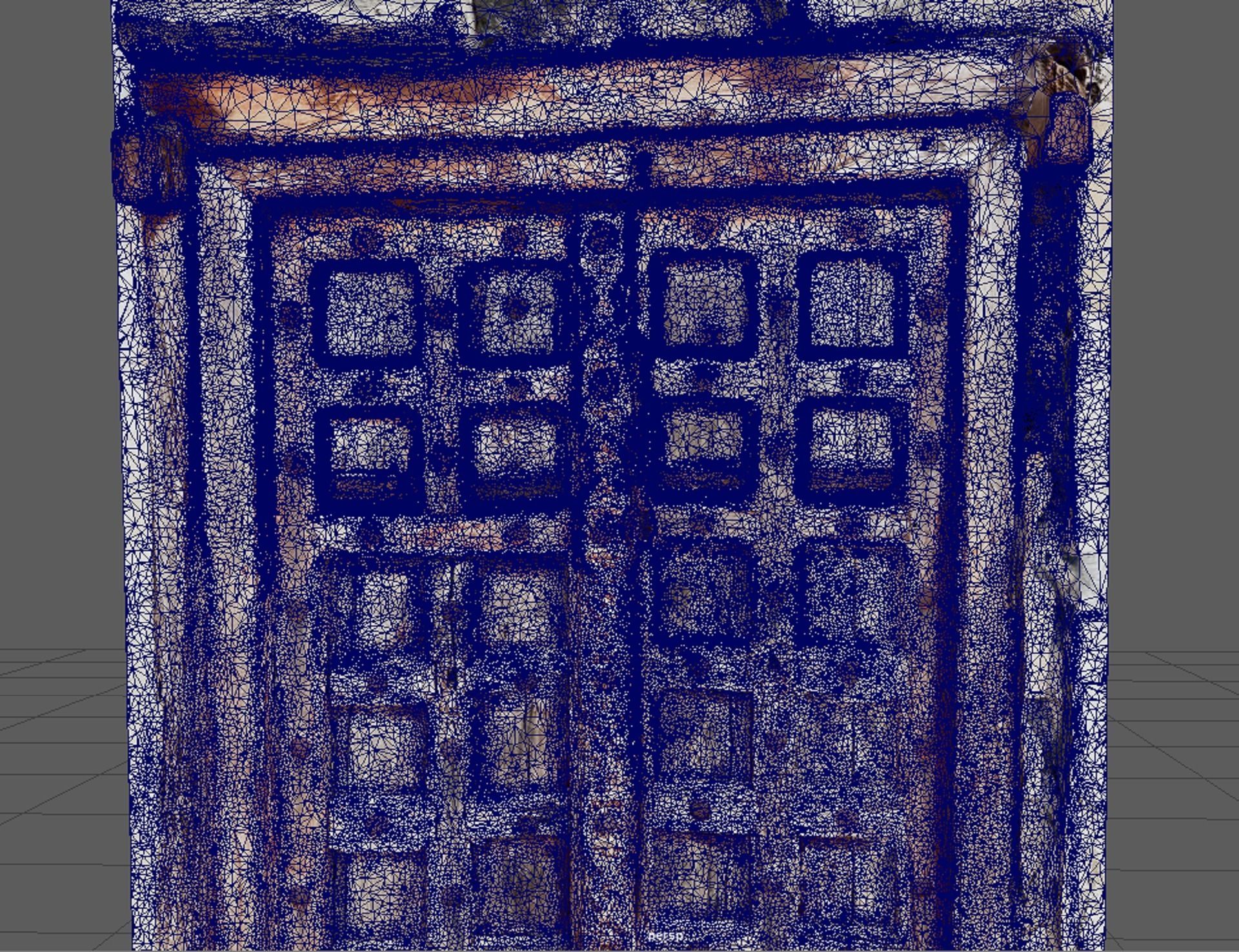 Ancient doors of house boundary with iron handle 3D model_5