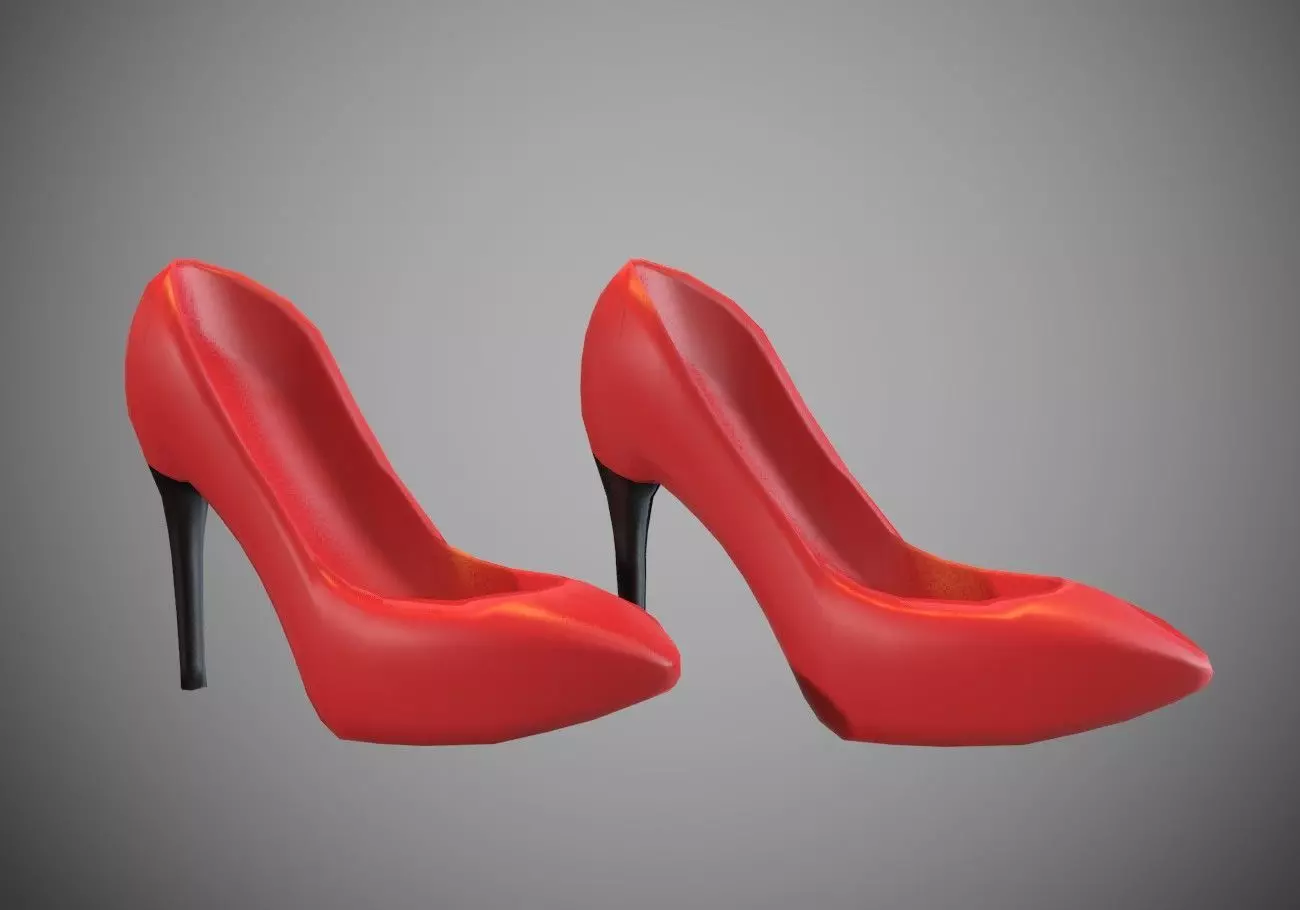 pink high heels shoes Low-poly 3D model