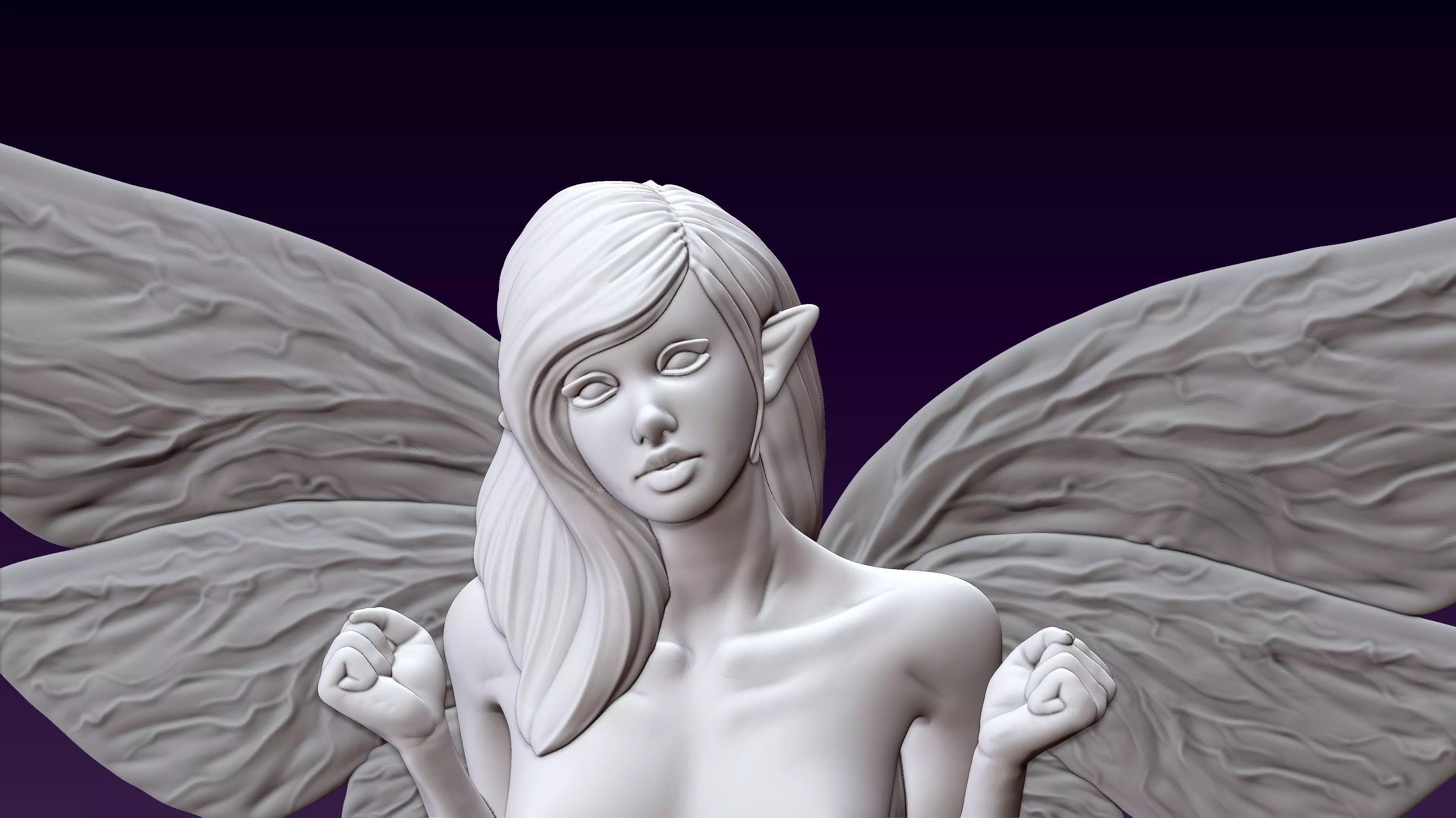 Fantasy Fairy kneeling 3D print model_0
