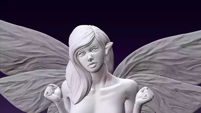 Fantasy Fairy kneeling 3D print model