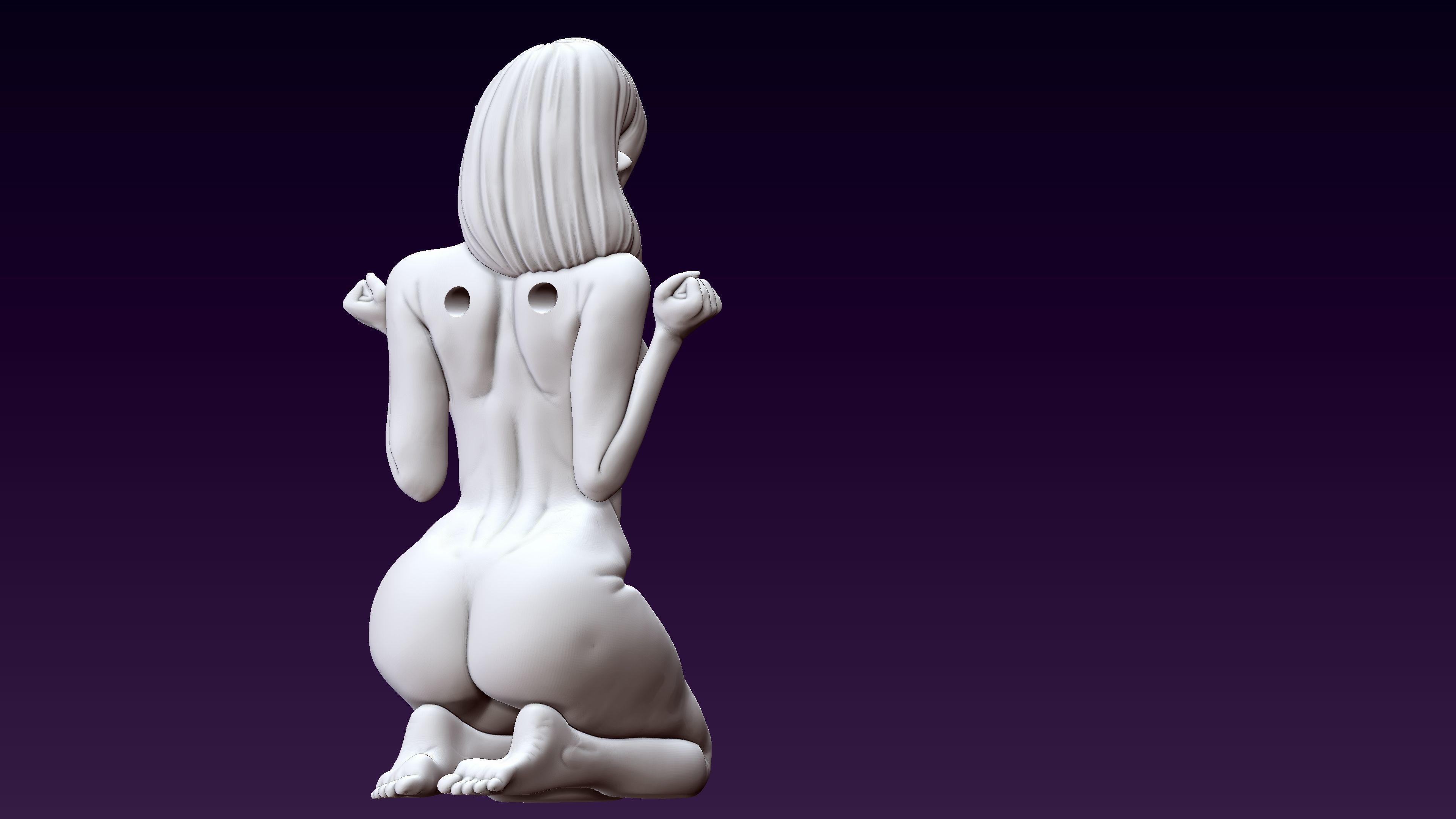 Fantasy Fairy kneeling 3D print model_11