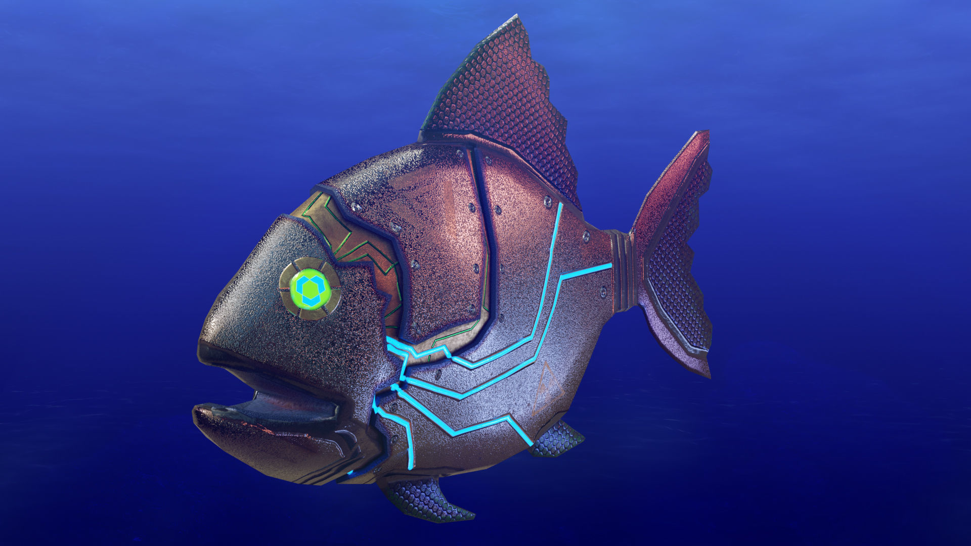 Robofish fish with glowing eyes Low-poly 3D model_2
