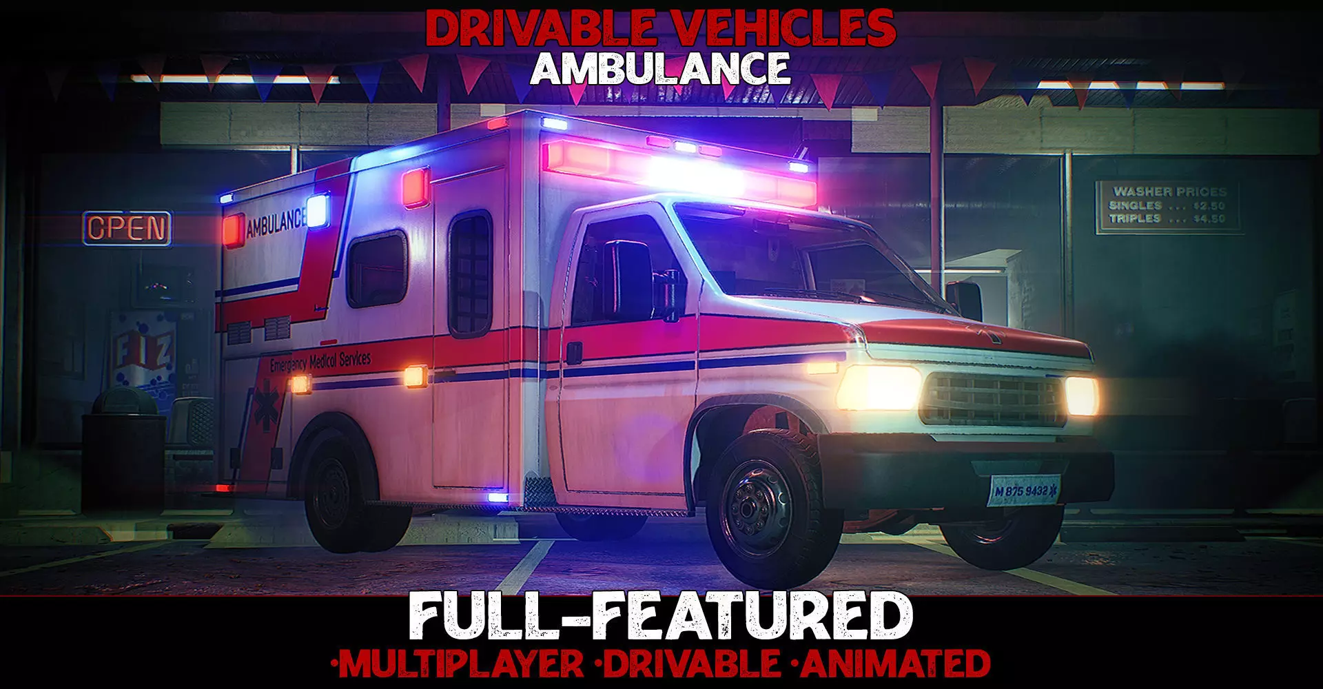 Ambulance - Drivable UE4 UE5 Low-poly 3D model_0