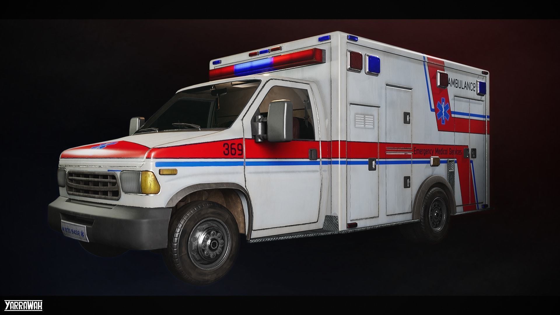 Ambulance - Drivable UE4 UE5 Low-poly 3D model_5