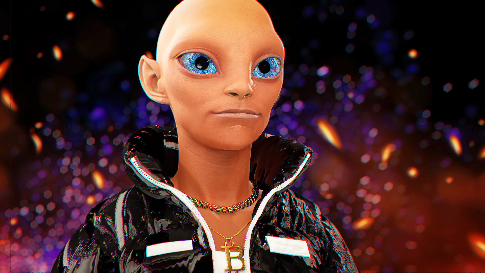 Alien NFT Model with all the source files and textures Low-poly 3D model_9