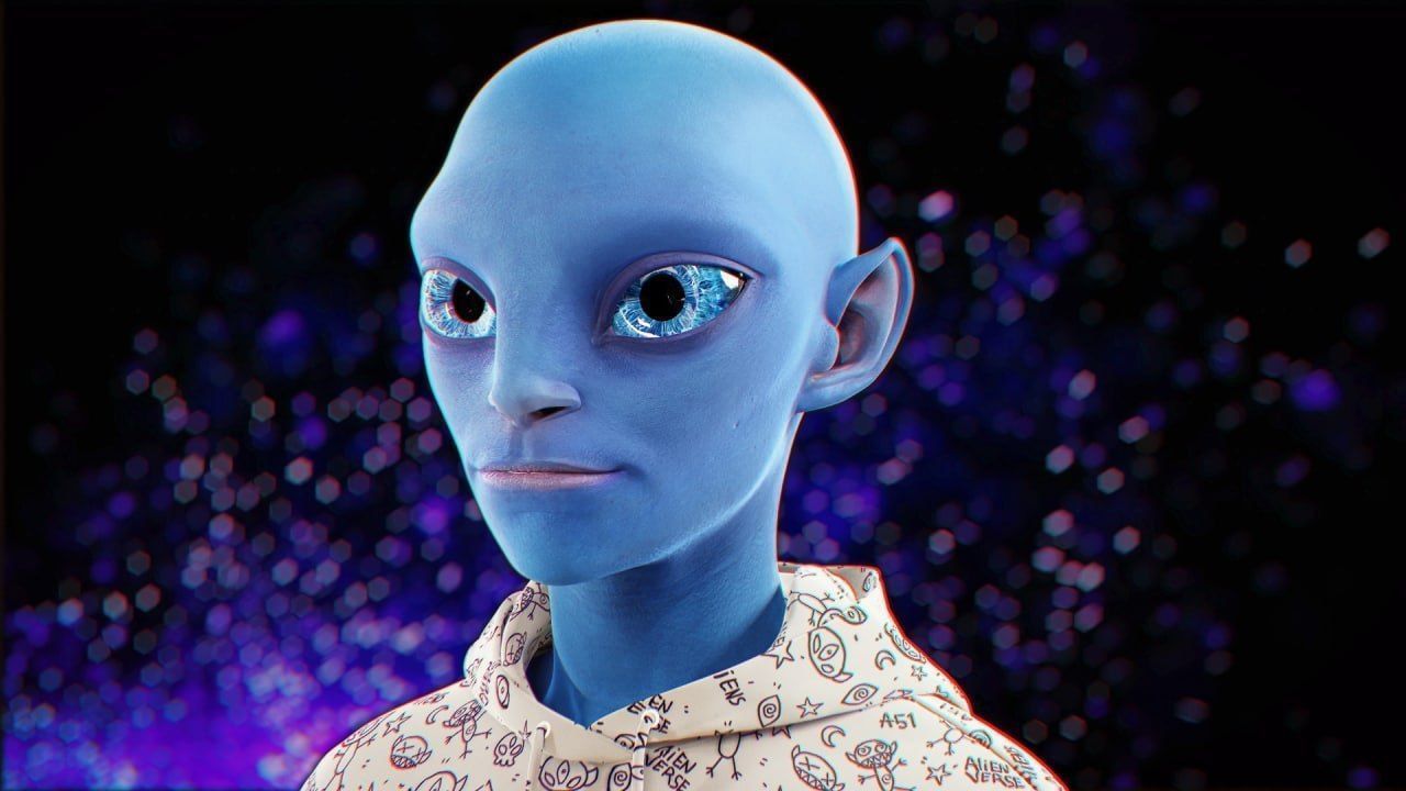 Alien NFT Model with all the source files and textures Low-poly 3D model_6