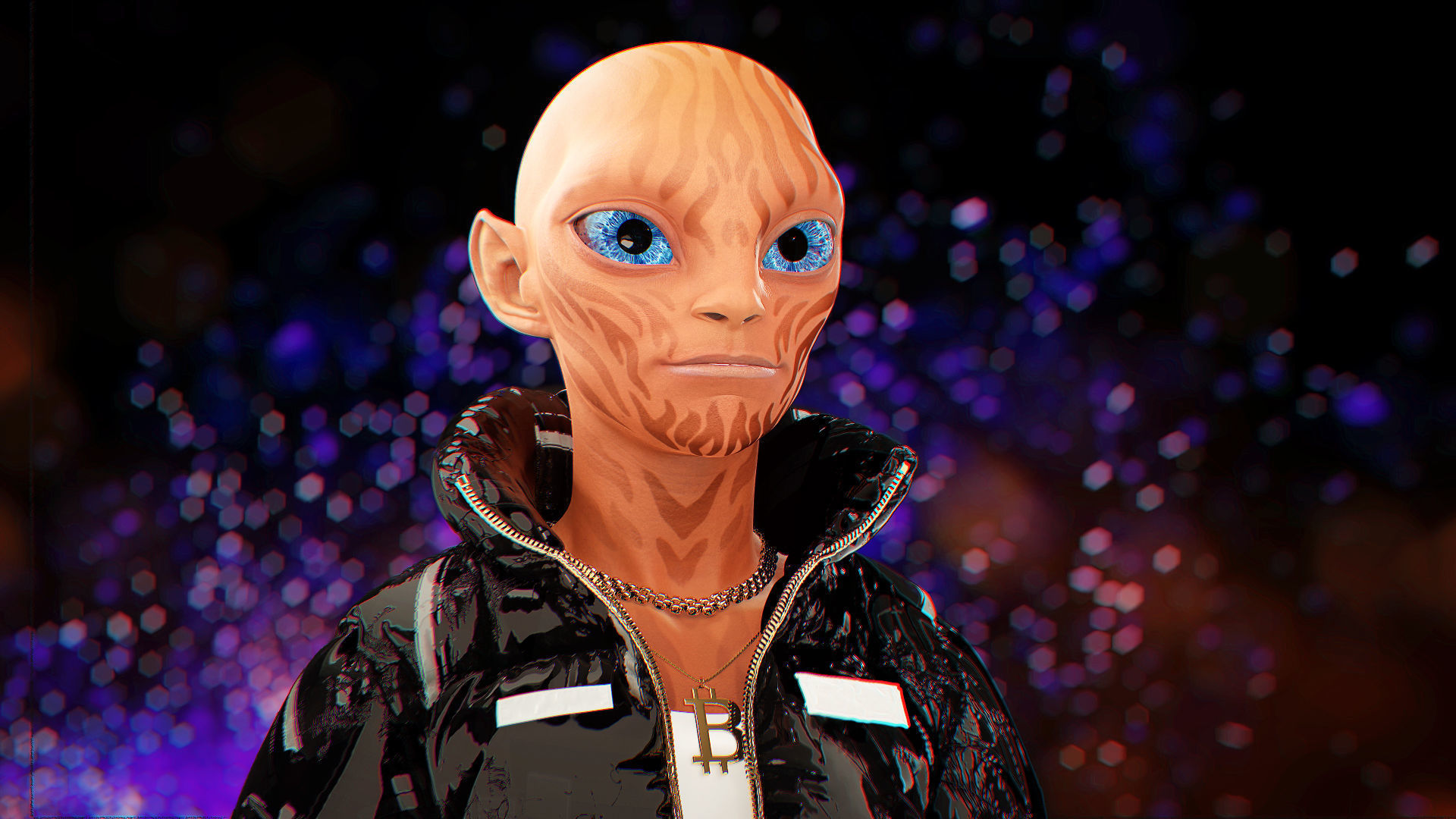 Alien NFT Model with all the source files and textures Low-poly 3D model_10