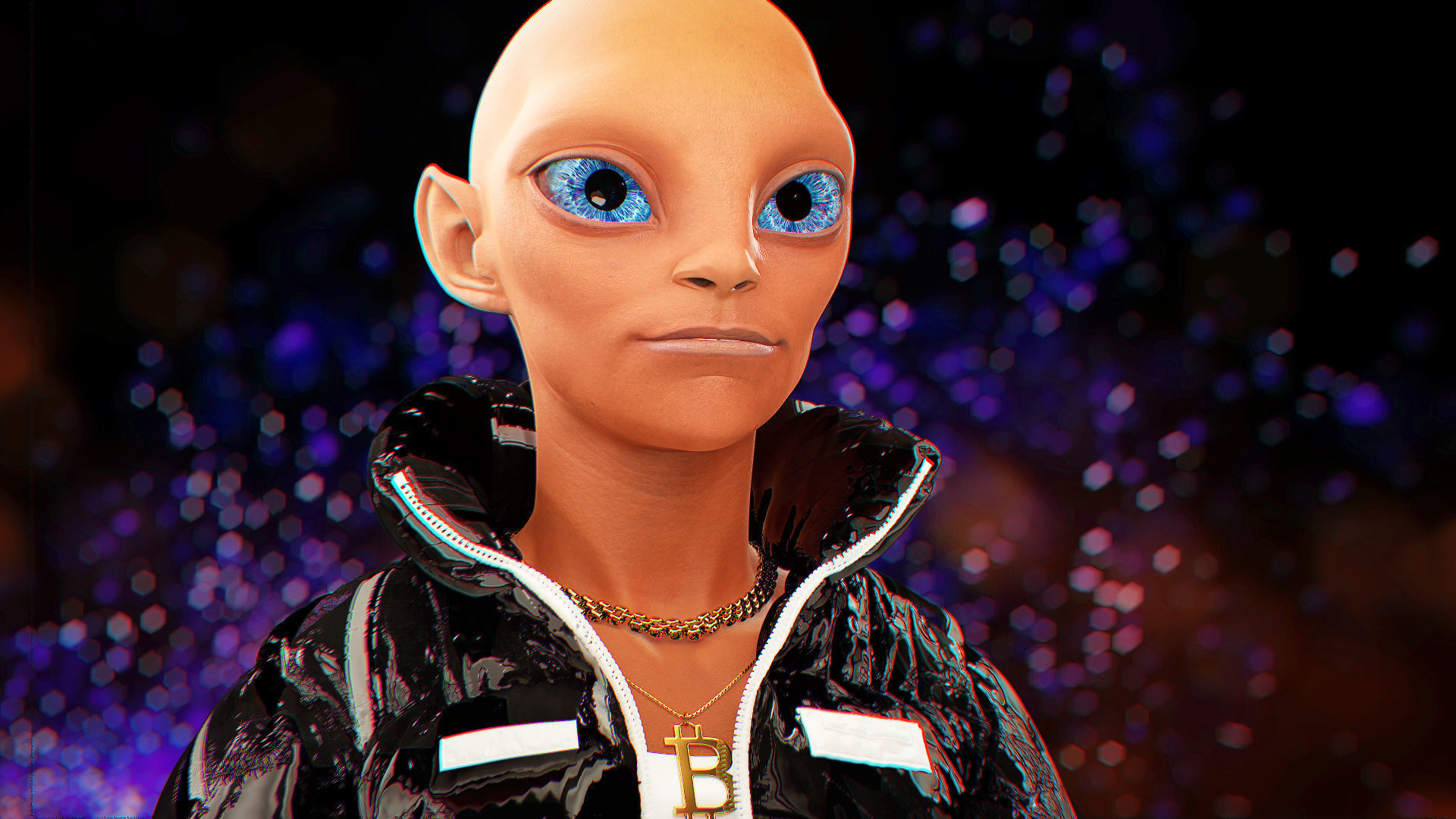 Alien NFT Model with all the source files and textures Low-poly 3D model_12